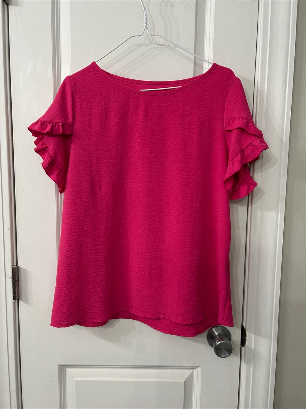 SHEIN Hot Pink Ruffle Sleeve Blouse